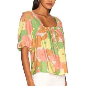 Sanctuary Perfect Time Floral Linen Blend Top NWT